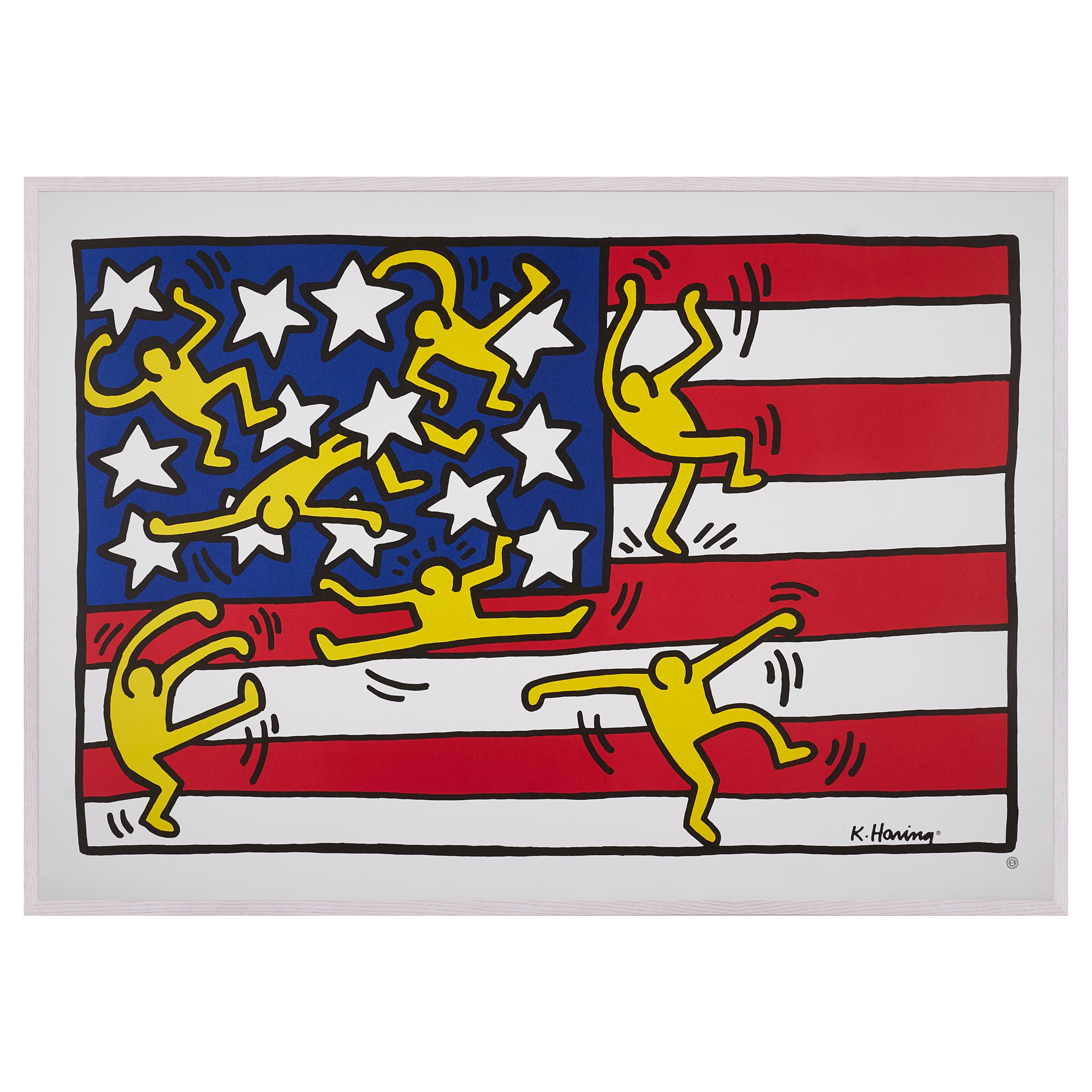 ド*モ様 92年製 Keith Haring キースヘリング 額装済 オフセット 1992年製｜限定20点】Untitled (American Flag) / キース・へリング